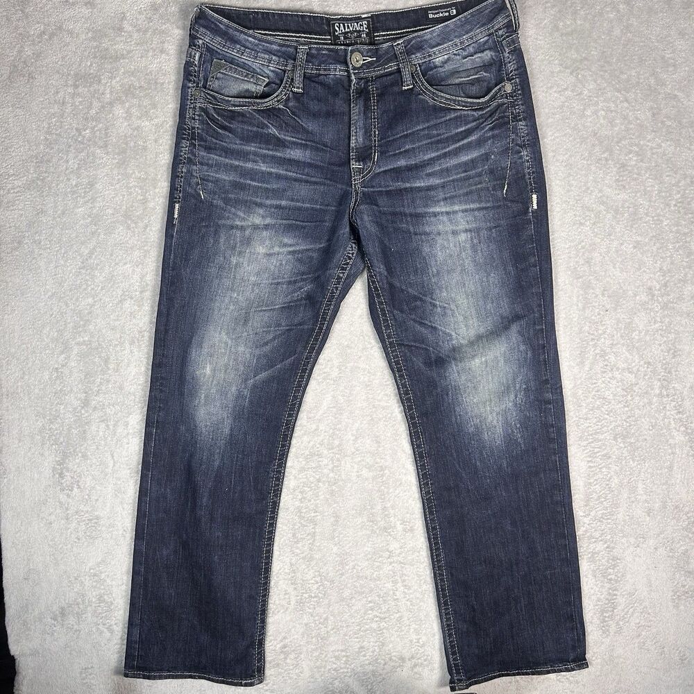Salvage by Buckle Men’s Straight Jeans Size 36R Regular Fit Dark Wash Denim